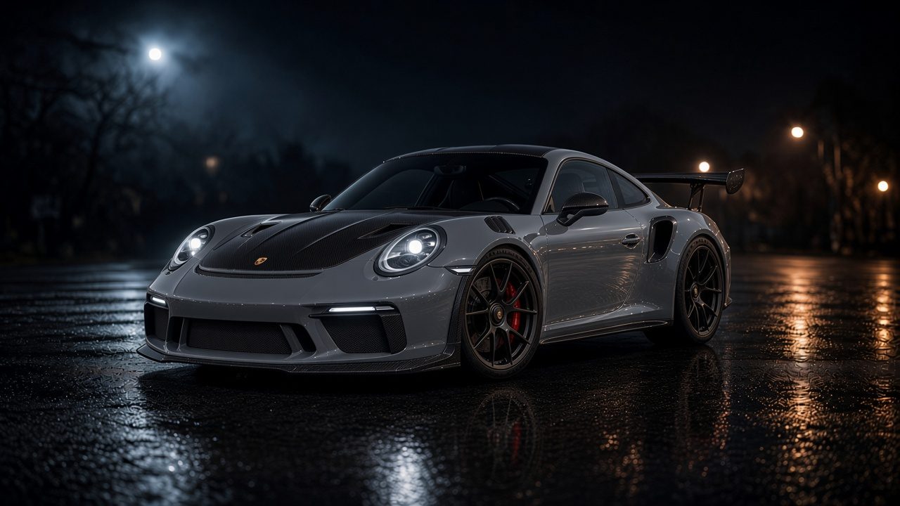 Porsche 911 GT3 RS gris Nardo, pack carbone, extérieur